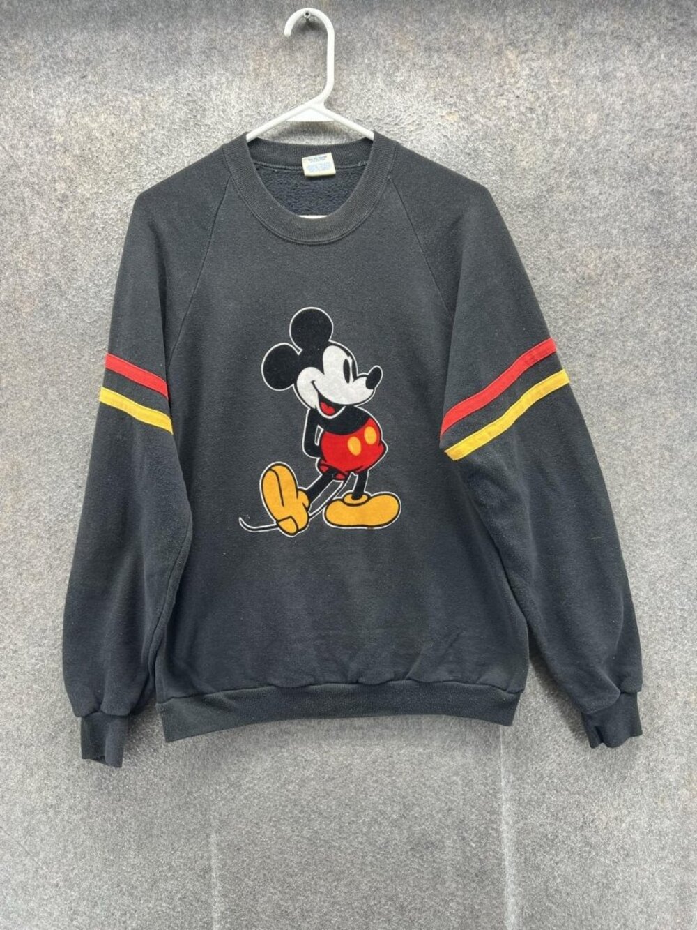 Vintage Disney Sweatshirt Mens Large Black Pullover Fleece Mickey Mouse Graphic